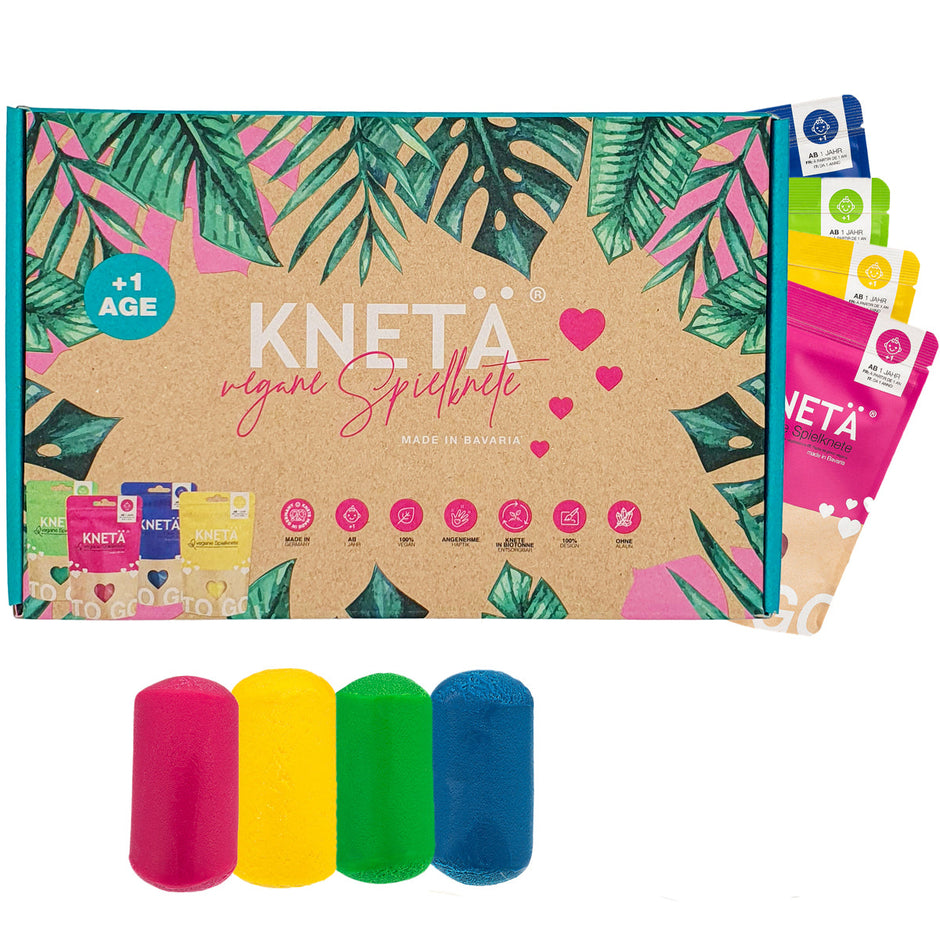 Vegan speelklei set, 4 zakjes van 100 g, Kneta