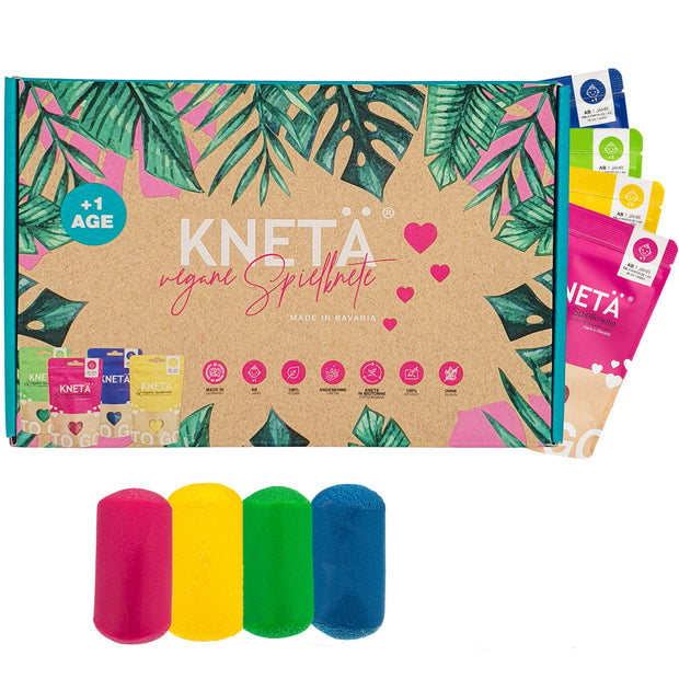 Vegan speelklei set, 4 zakjes van 100 g, Kneta