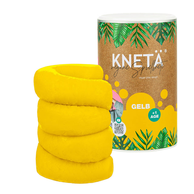 Vegan speelklei XXL koker, 1000 g, geel, Kneta