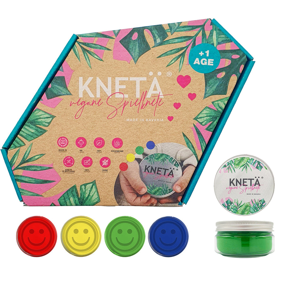Vegan speelklei set, 4 potjes van 125 g, Kneta