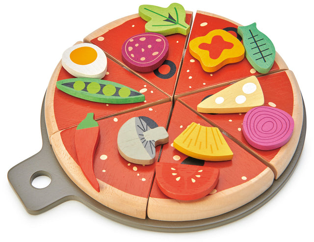 Houten speelgoedpizza, Tender Leaf, detailfoto
