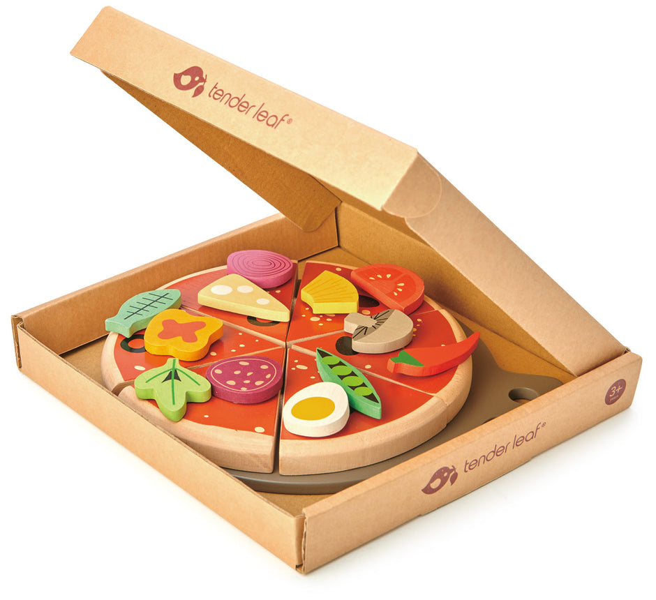 Houten speelgoedpizza, Tender Leaf, detailfoto