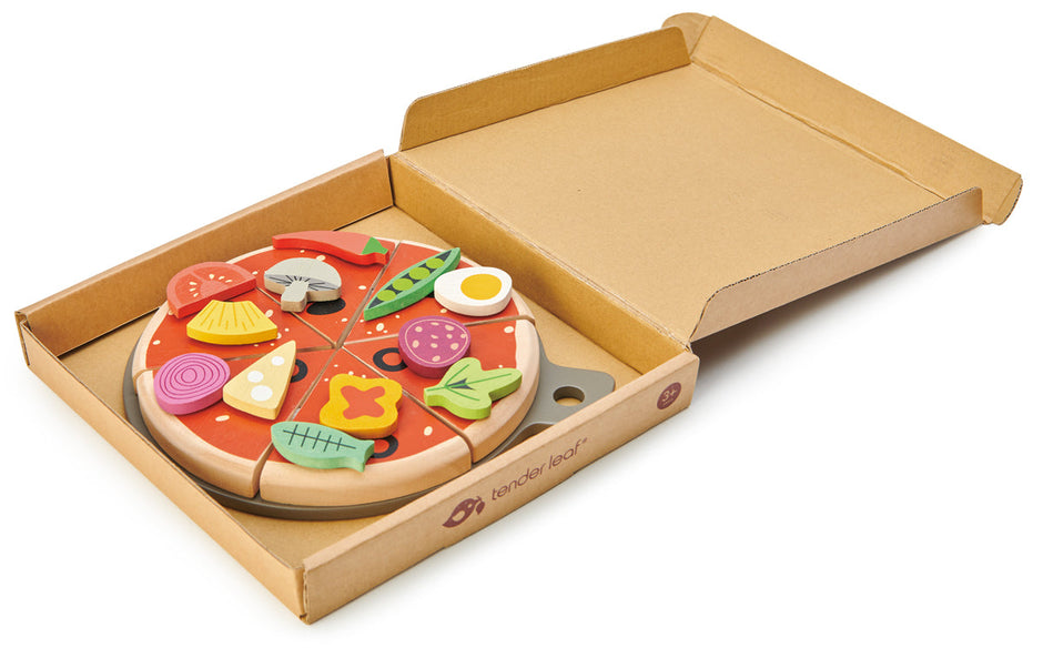 Houten speelgoedpizza, Tender Leaf, detailfoto