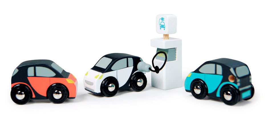 Set van drie houten eco-speelgoedauto's, Tender Leaf, detailfoto
