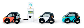 Set van drie houten eco-speelgoedauto's, Tender Leaf, detailfoto
