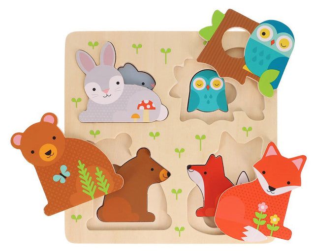 Houten matchpuzzel, ouder-en-baby-thema, Petit Collage