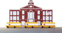 Houten schoolbus, Candycar, in gebruik