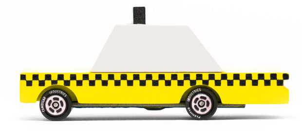 Houten taxi, Candycar, klassiek geel ontwerp