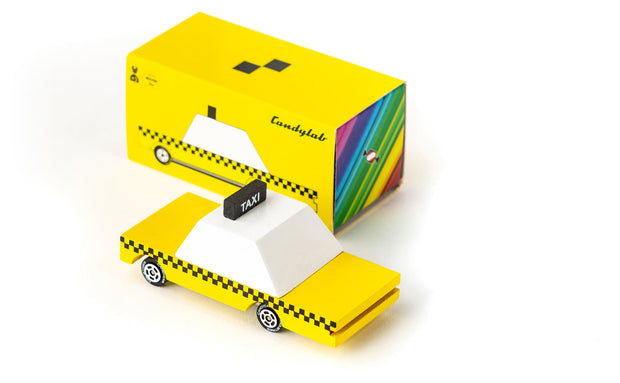 Houten taxi, Candycar, detailfoto