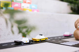 Houten taxi, Candycar, in gebruik