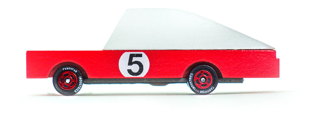 Houten raceauto, Candycar, rood #5-ontwerp