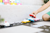 Houten raceauto, Candycar, in gebruik