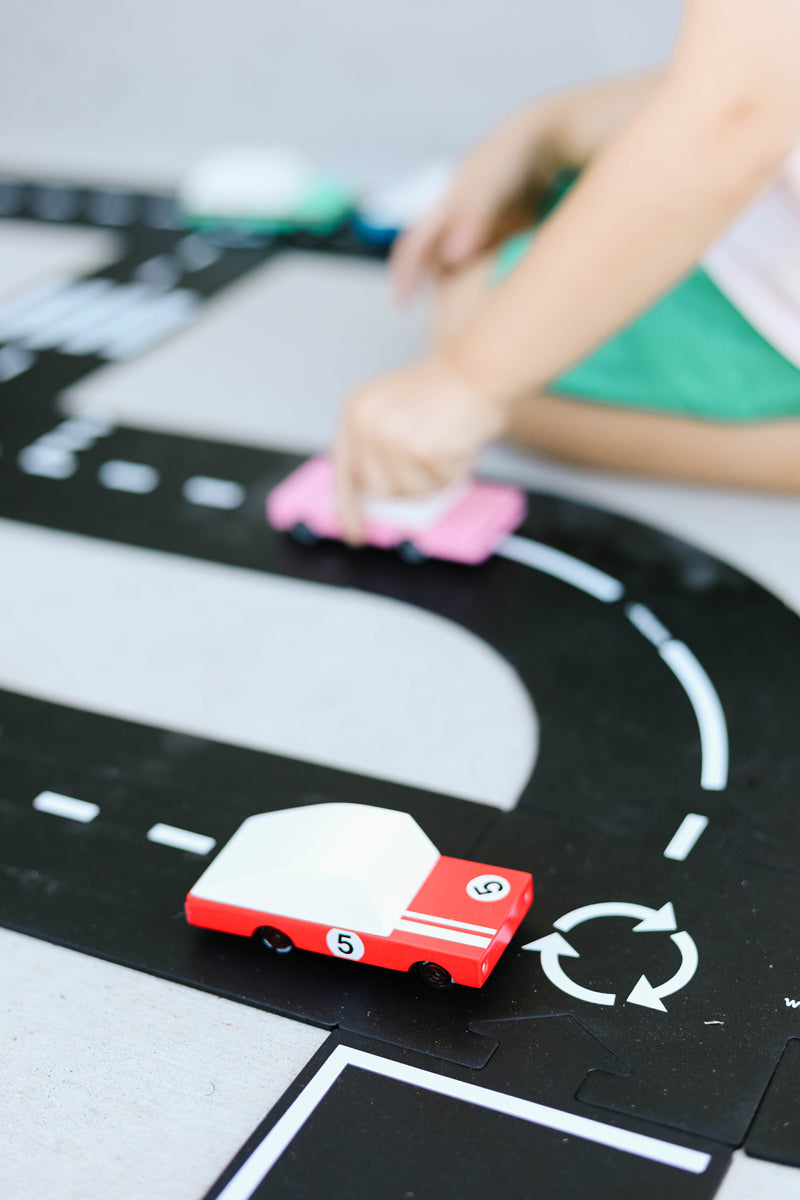 Houten raceauto, Candycar, in gebruik