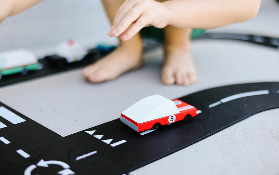 Houten raceauto, Candycar, in gebruik