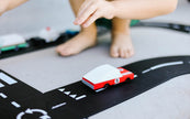 Houten raceauto, Candycar, in gebruik