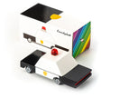 Houten politieauto, Candycar, detailfoto
