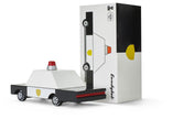 Houten politieauto, Candycar, detailfoto