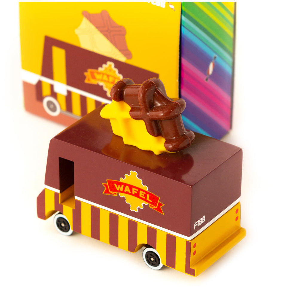 Houten speelgoedbusje met wafel-thema, Candycar, detailfoto