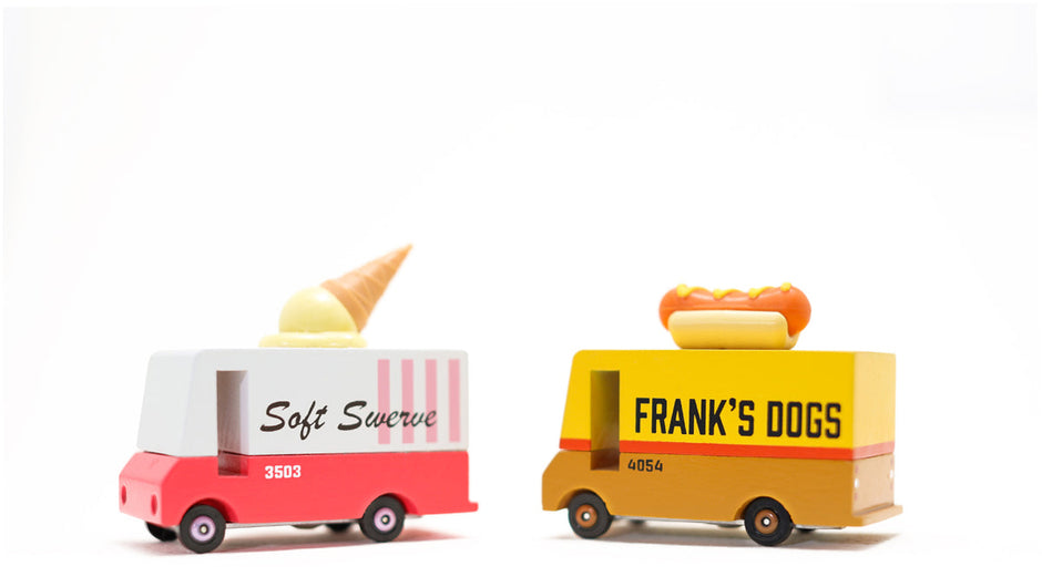 Houten ijscowagen, Candycar, detailfoto