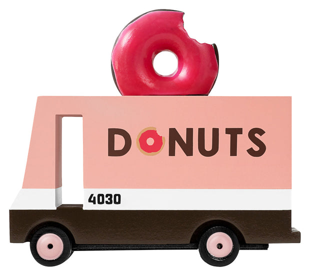 Houten speelgoedauto met donut-thema, Candycar, kleurrijk ontwerp