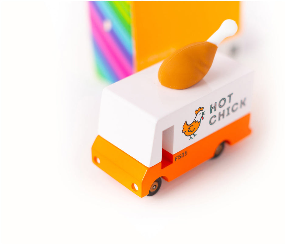 Houten speelgoedauto, Candycar, detailfoto