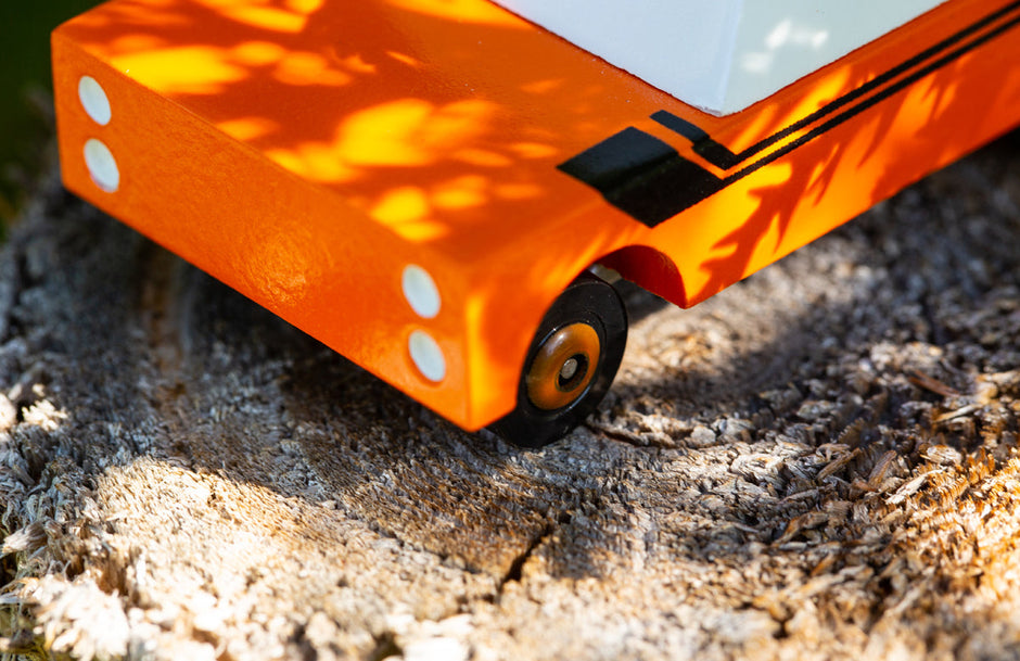Houten pick-up, Candycar, in gebruik