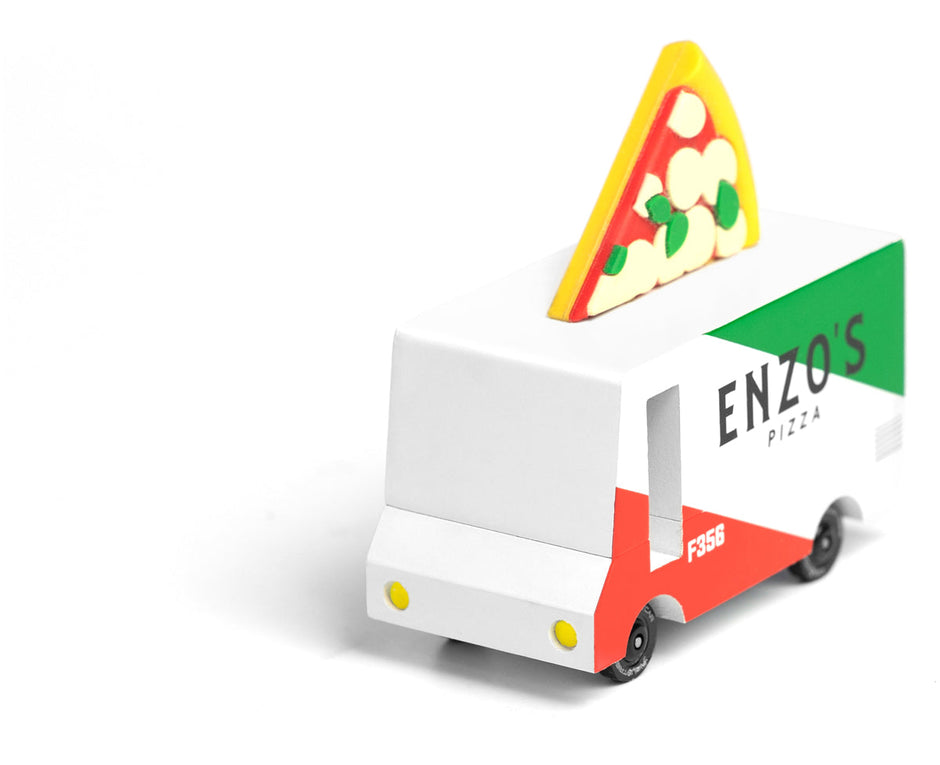 Houten pizzawagen, Candycar, detailfoto