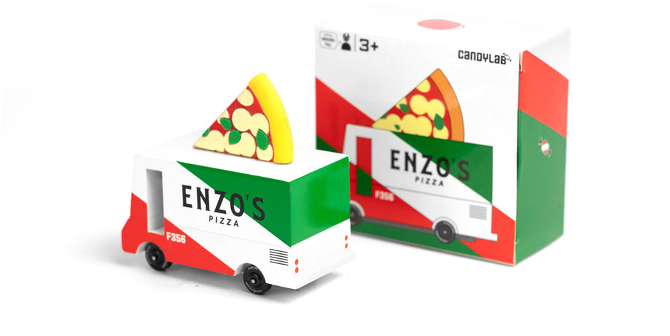 Houten pizzawagen, Candycar, detailfoto