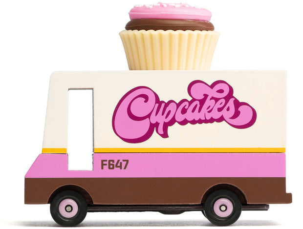 Houten speelgoedbusje met cupcake-thema, Candycar, kleurrijk ontwerp