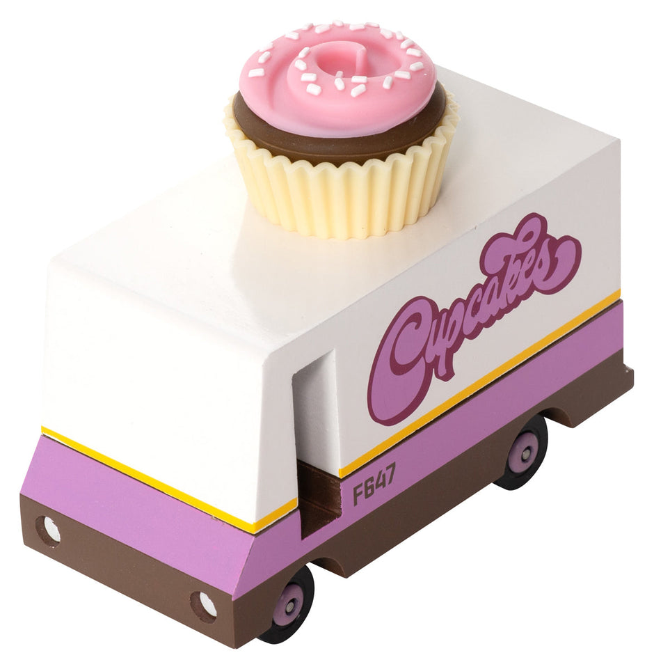 Houten speelgoedbusje met cupcake-thema, Candycar, detailfoto