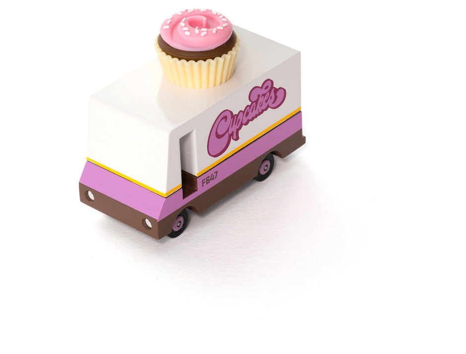 Houten speelgoedbusje met cupcake-thema, Candycar, detailfoto