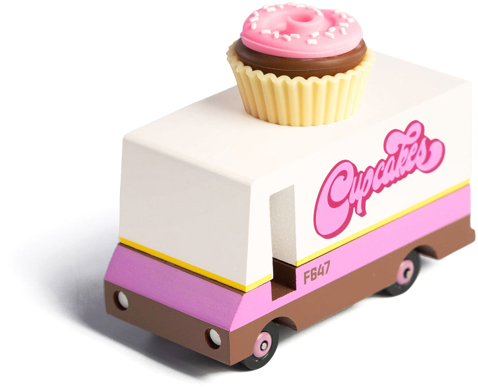 Houten speelgoedbusje met cupcake-thema, Candycar, detailfoto