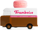 Houten speelgoedbusje, Candycar, roze macaron-ontwerp