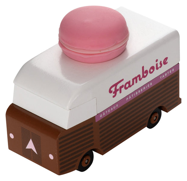 Houten speelgoedbusje, Candycar, detailfoto