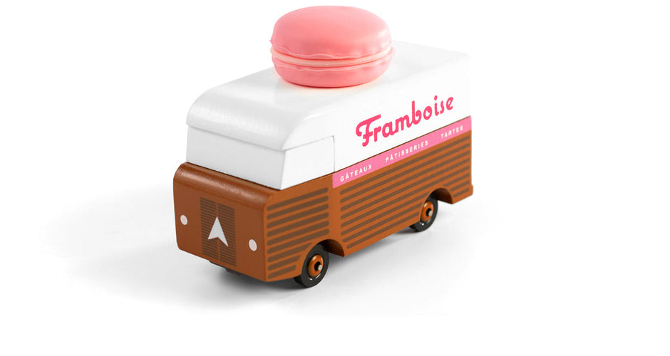 Houten speelgoedbusje, Candycar, detailfoto