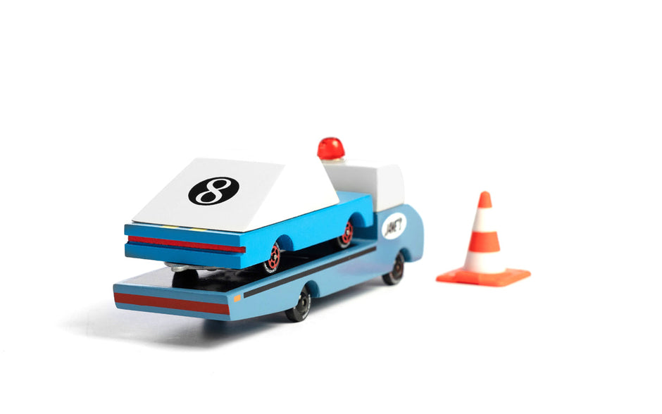 Houten sleepwagen, Candycar, in gebruik