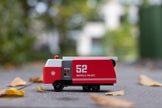 Houten brandweerwagen, Candycar, in gebruik