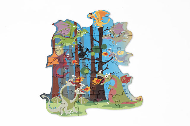 Contourpuzzel met drakenthema, Scratch, detailfoto