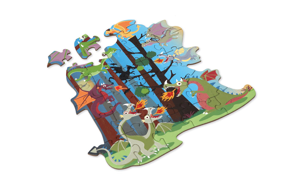 Contourpuzzel met drakenthema, Scratch, detailfoto