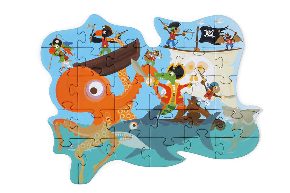 Contourpuzzel met piratenthema, Scratch, detailfoto