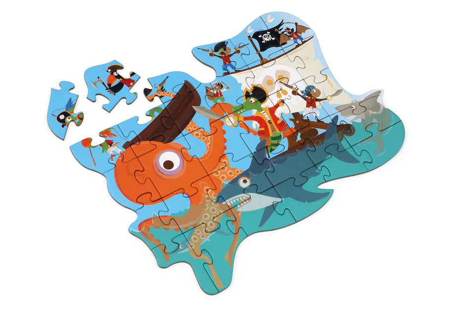 Contourpuzzel met piratenthema, Scratch, detailfoto
