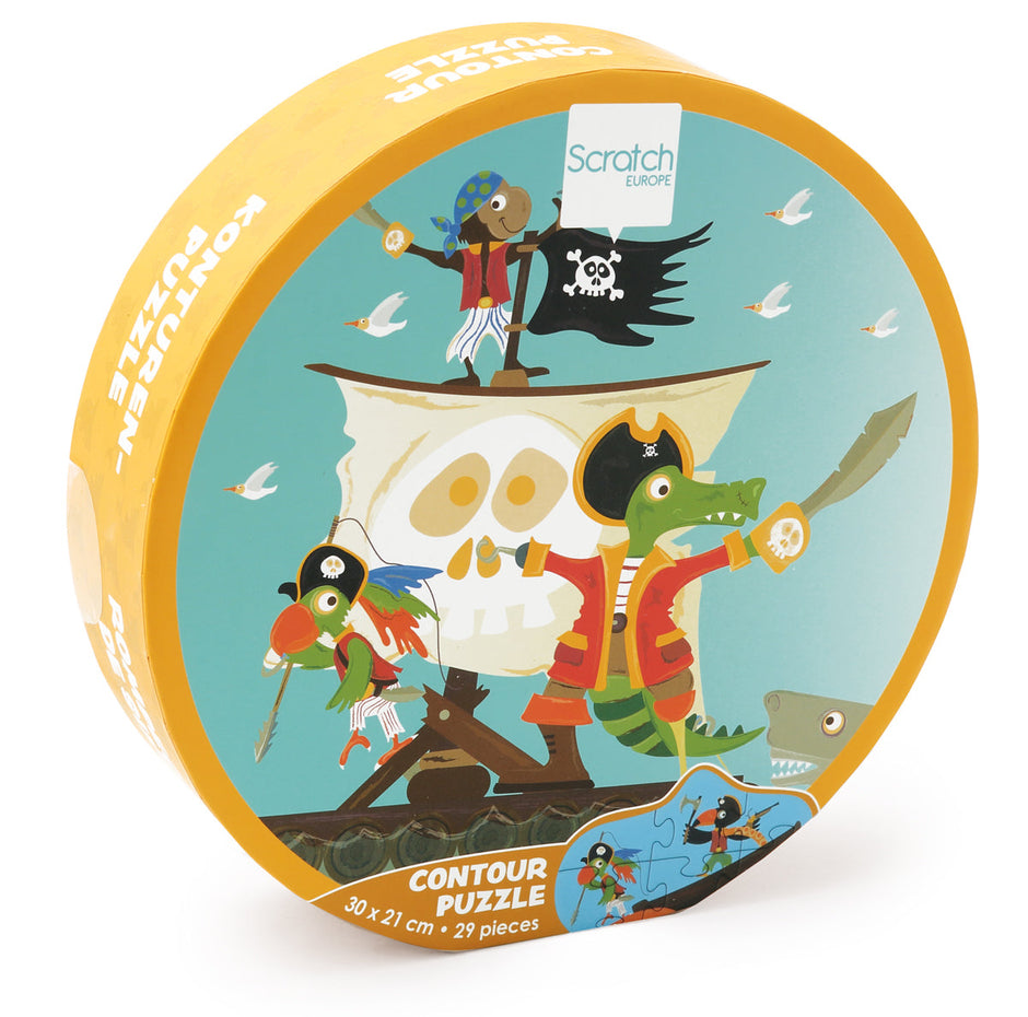 Contourpuzzel met piratenthema, Scratch, verpakking