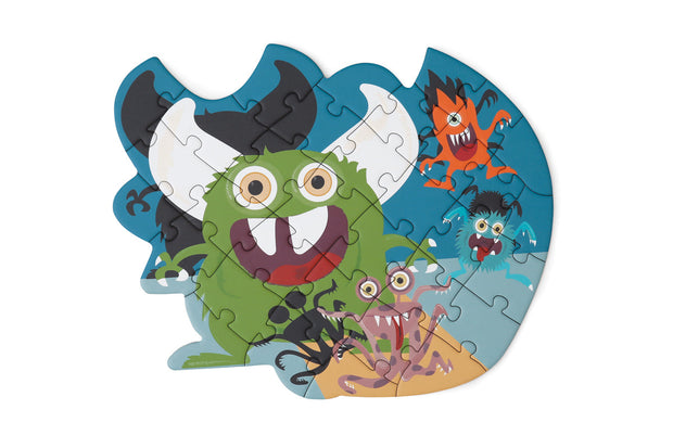 Contourpuzzel met monsterthema, Scratch, detailfoto