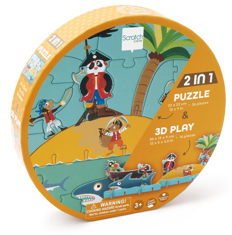 3D puzzel met piratenthema, Scratch, verpakking