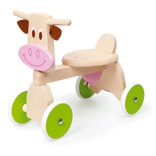 Houten loopfiets met koeienontwerp, Scratch 4-Wheel Walker Koe Marie