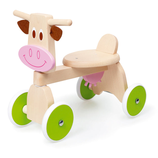 Houten loopfiets met koeienontwerp, Scratch 4-Wheel Walker Koe Marie