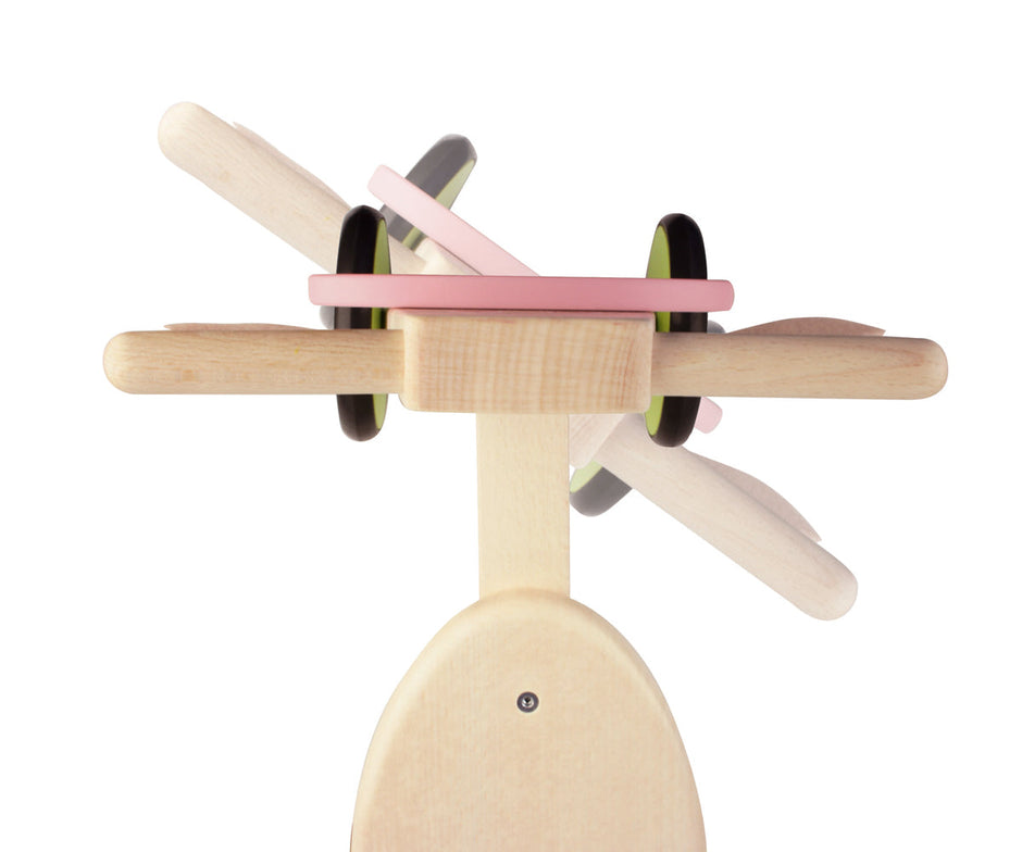 Houten loopfiets, Scratch, detailfoto