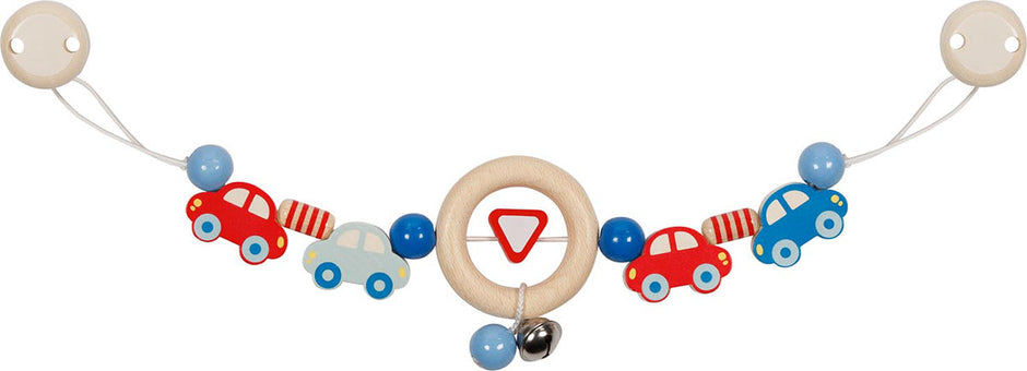 Houten kinderwagenspanner met auto's, Goki