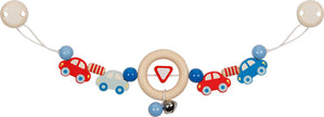 Houten kinderwagenspanner met auto's, Goki