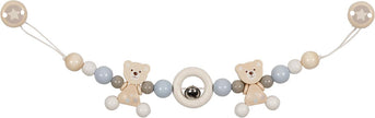 Houten kinderwagenspanner met beerfiguren, grijs/blauw, Goki